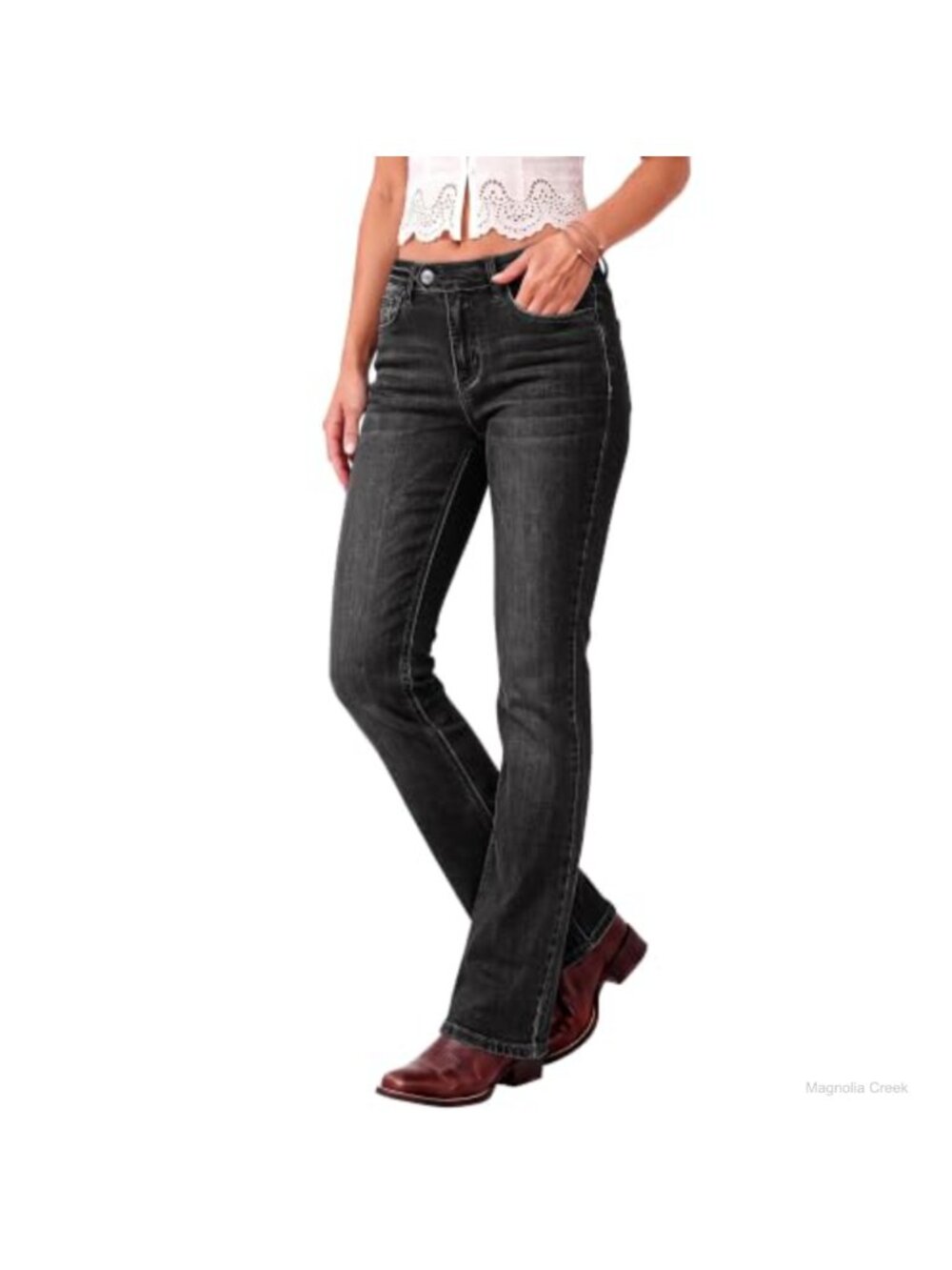 Womens Mid Rise Bootcut Jeans Slim Flare Stretch Denim 30 Inseam